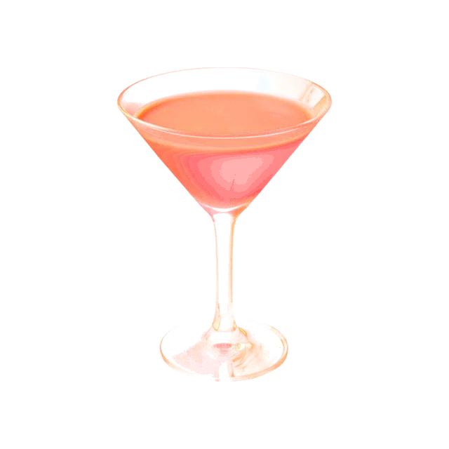 Ace cocktail: creamy red drink in a V-shaped martini glass