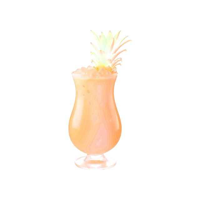 Arizona Twister cocktail: creamy amber drink over crushed ice in a curvy hurricane glass, with a pineapple