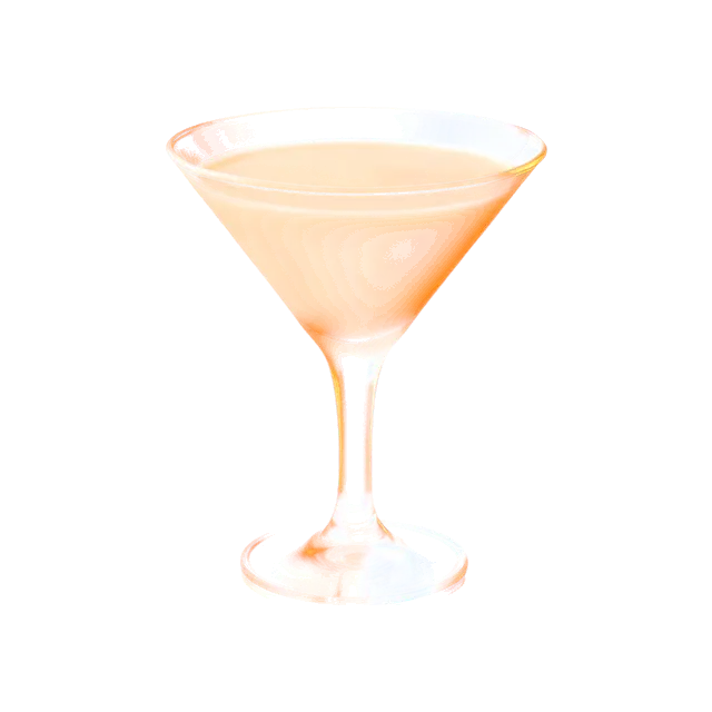 Midnight Mint cocktail: creamy pale beige drink in a V-shaped martini glass